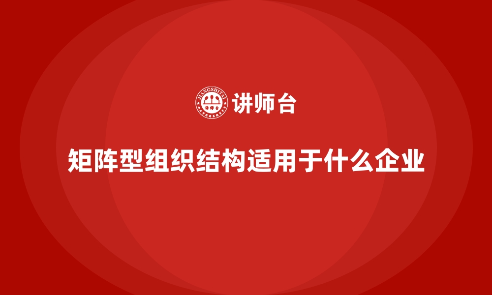 矩阵型组织结构适用于什么企业