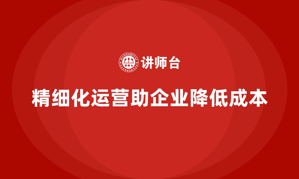 文章企业运营成本优化：精细化运营的实现路径的缩略图