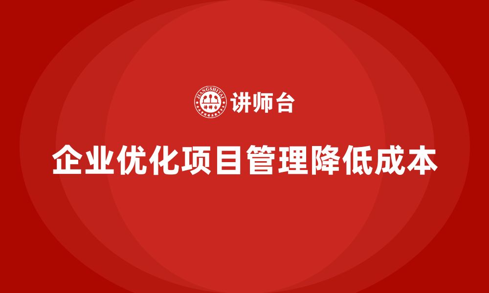 企业优化项目管理降低成本