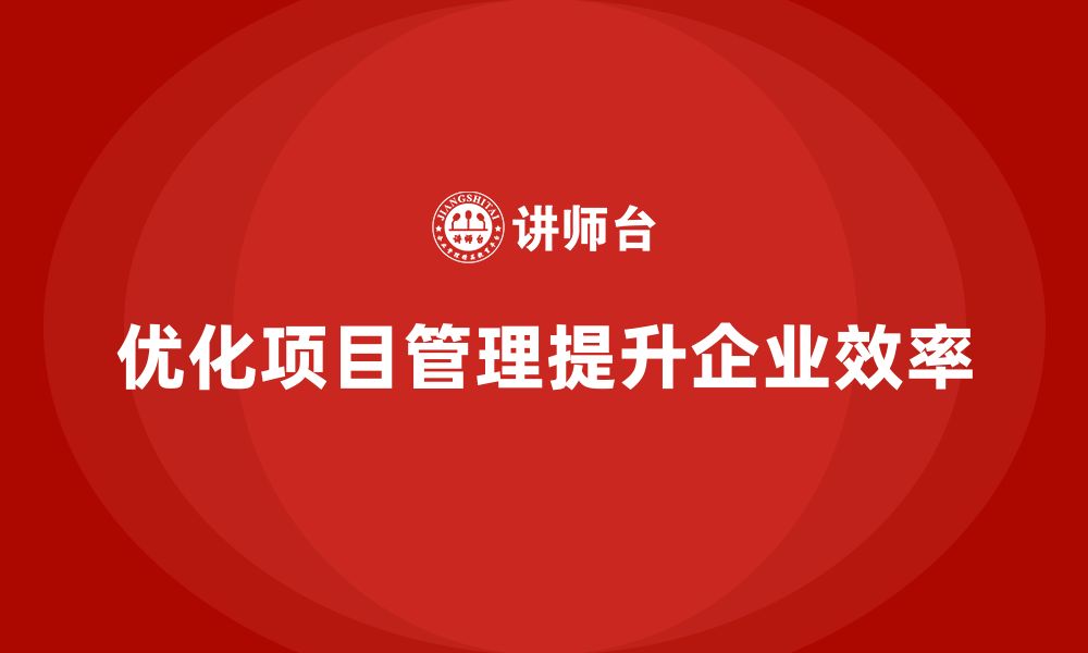 优化项目管理提升企业效率