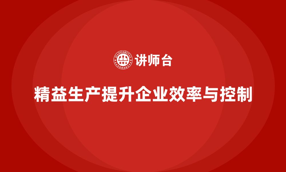 文章精益生产咨询推动流程控制能力与管理执行效率改进升级的缩略图