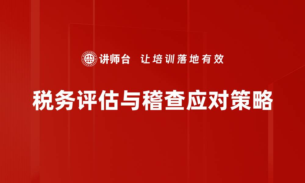 税务评估与稽查应对策略