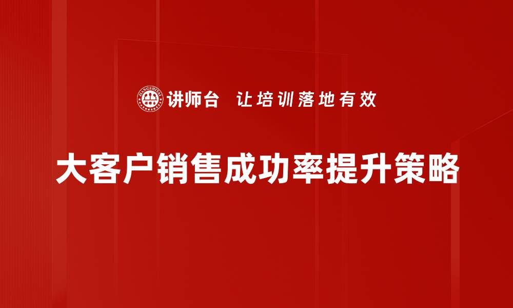 大客户销售成功率提升策略