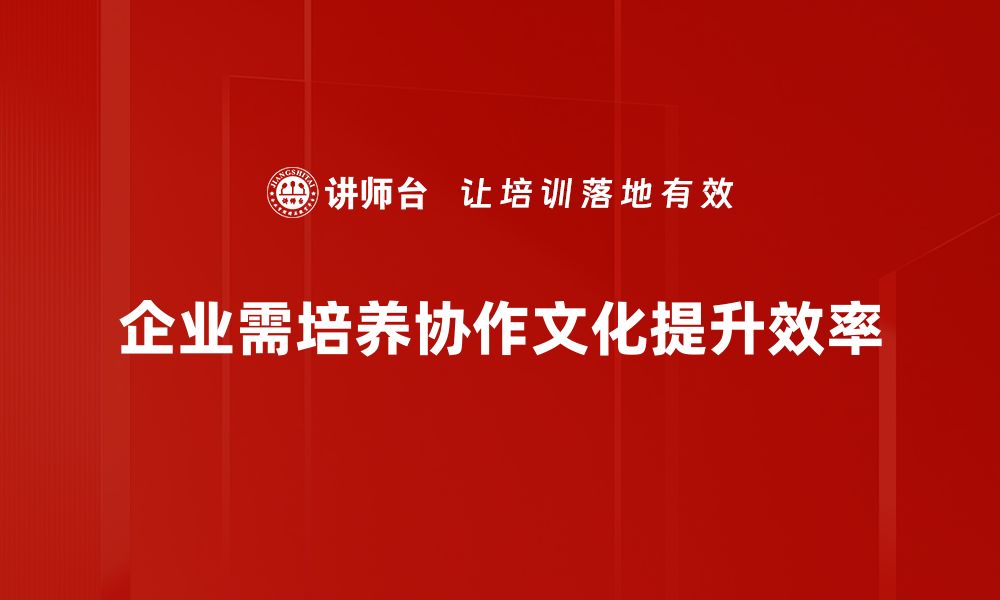 企业需培养协作文化提升效率