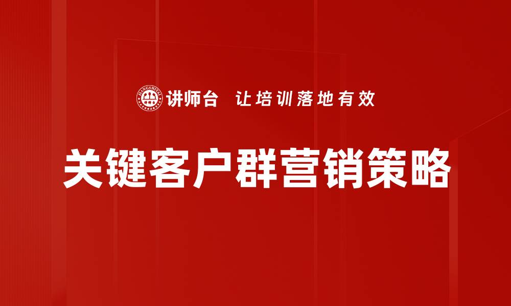 关键客户群营销策略