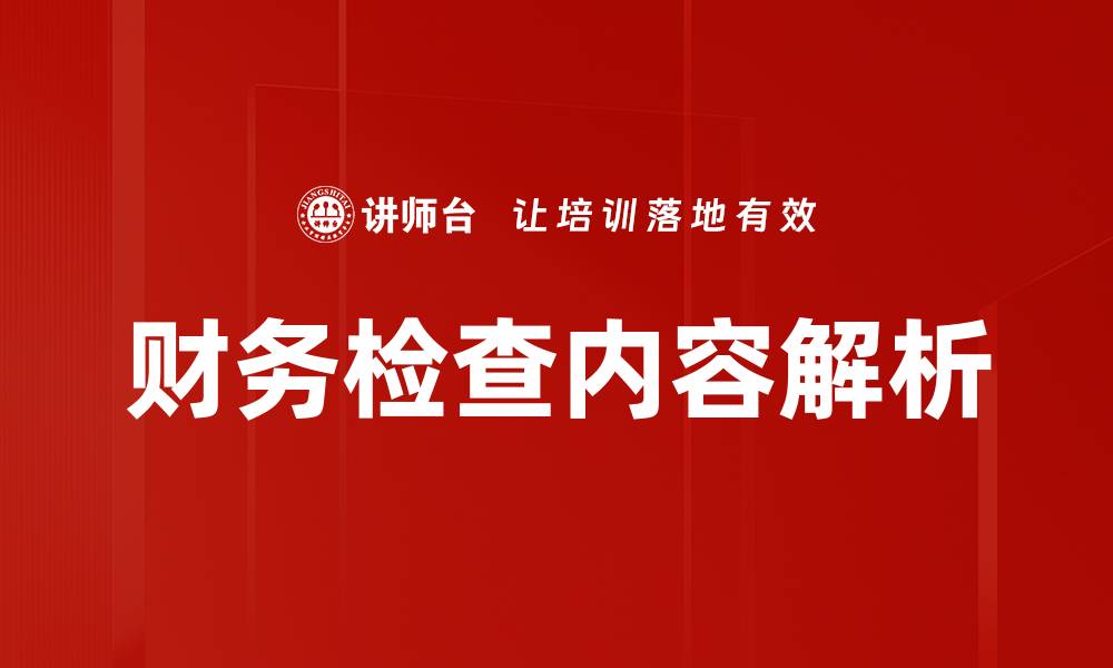 财务检查内容解析