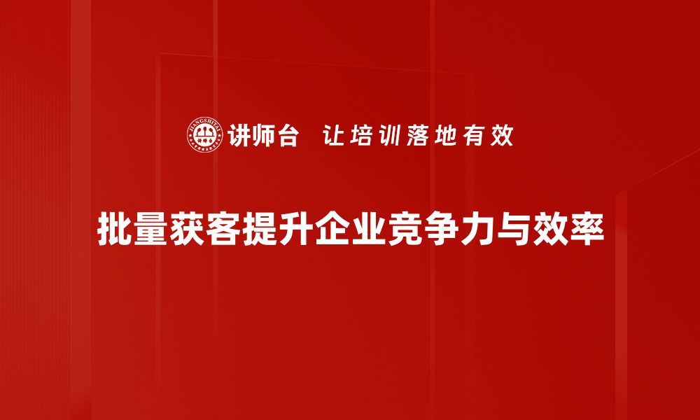 文章探索批量获客的高效策略，助力企业快速增长的缩略图