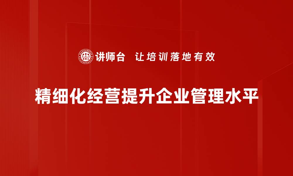 文章精细化经营：提升企业竞争力的关键策略与实践的缩略图