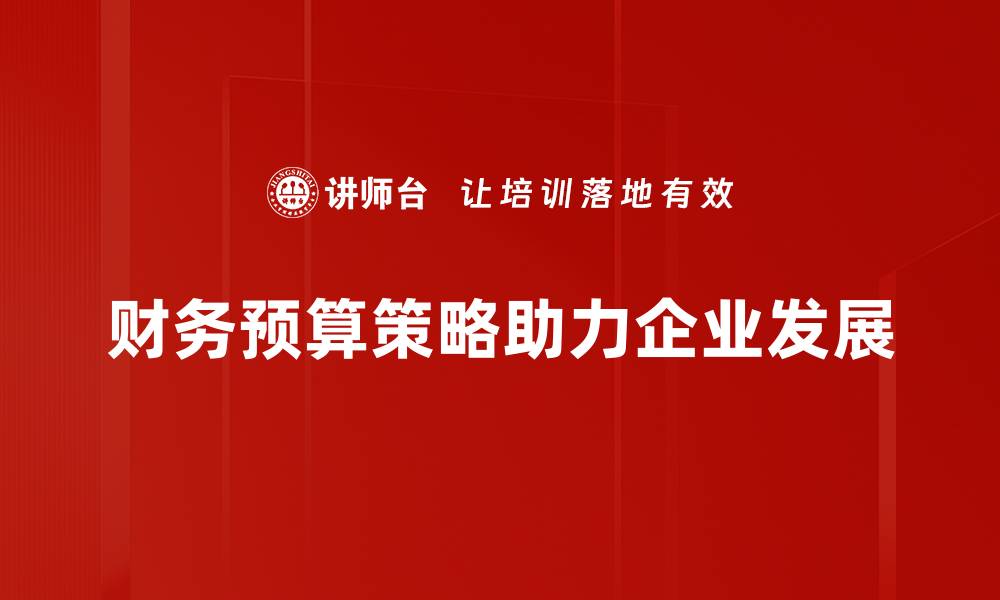 财务预算策略助力企业发展