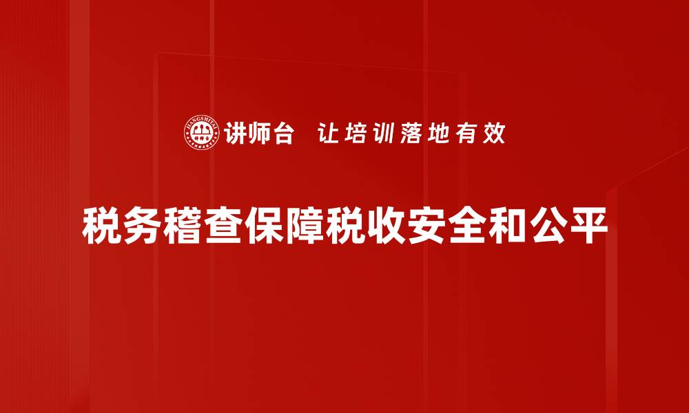 税务稽查保障税收安全和公平