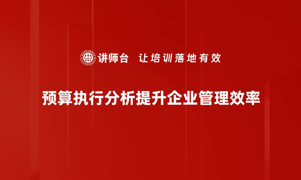 预算执行分析提升企业管理效率