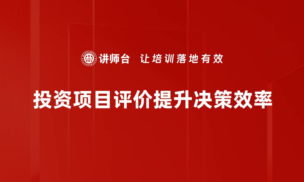 文章如何高效进行投资项目评价，助力决策成功的缩略图