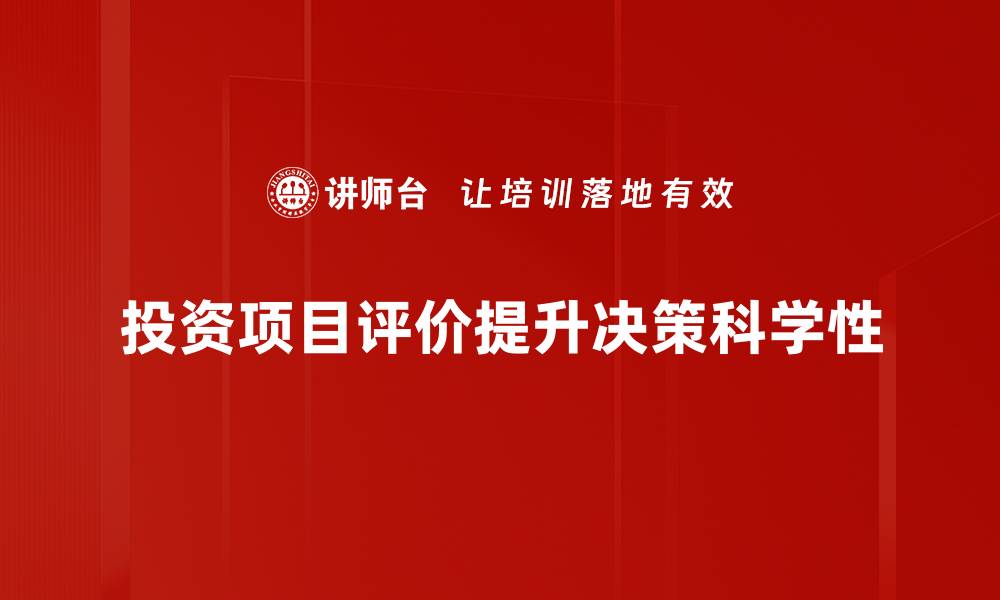 文章全面解析投资项目评价的关键要素与方法的缩略图