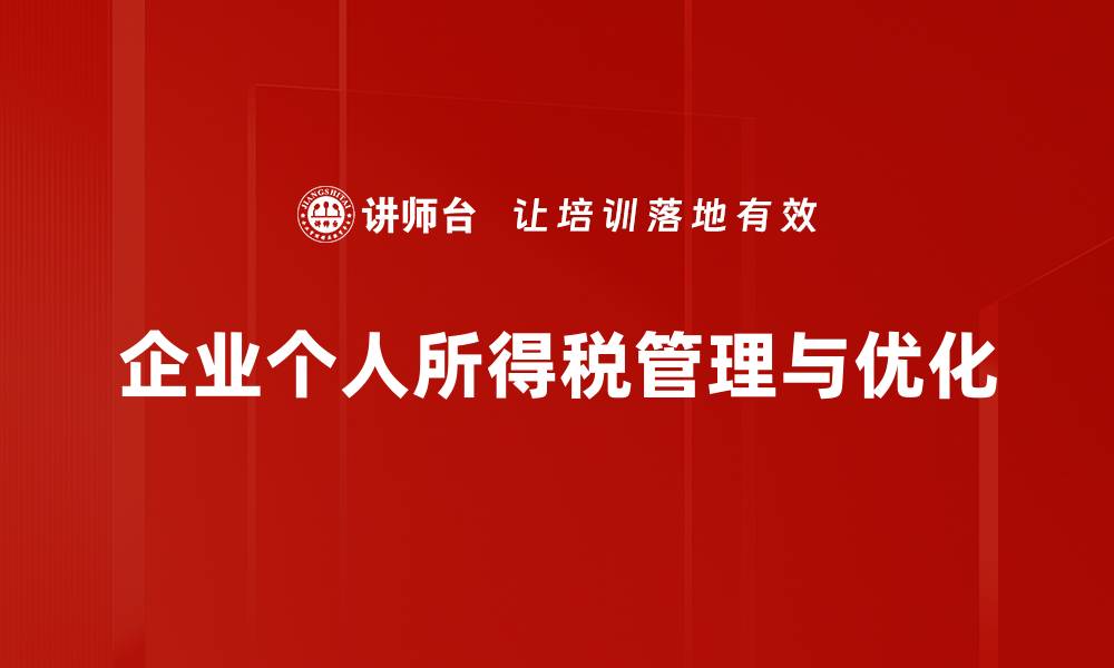 企业个人所得税管理与优化