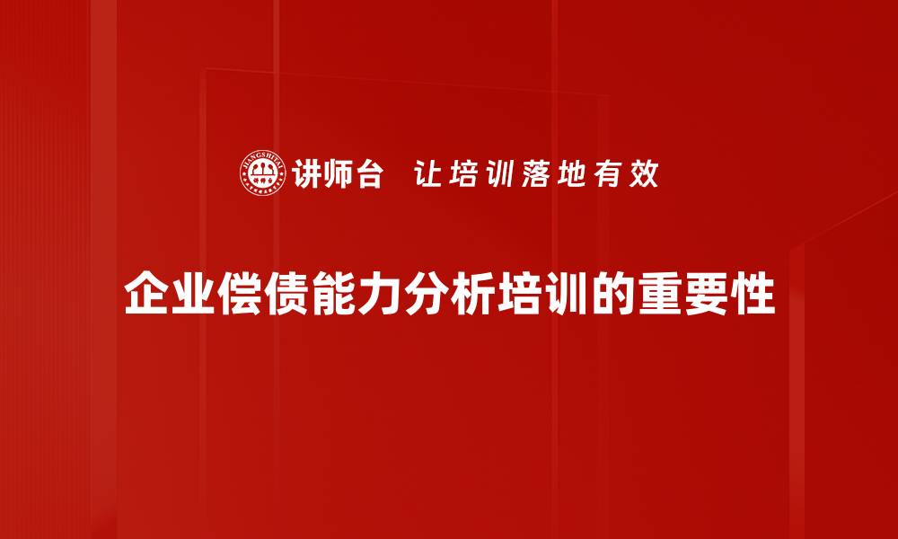 文章提升企业竞争力的关键：偿债能力分析全攻略的缩略图