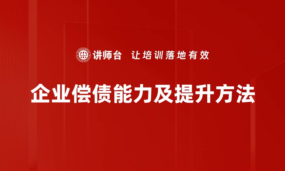 文章企业偿债能力提升策略解析与实践指南的缩略图