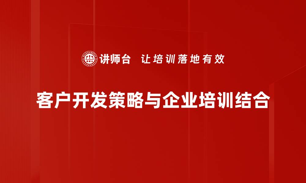 文章掌握客户开发策略，实现业务快速增长秘诀的缩略图