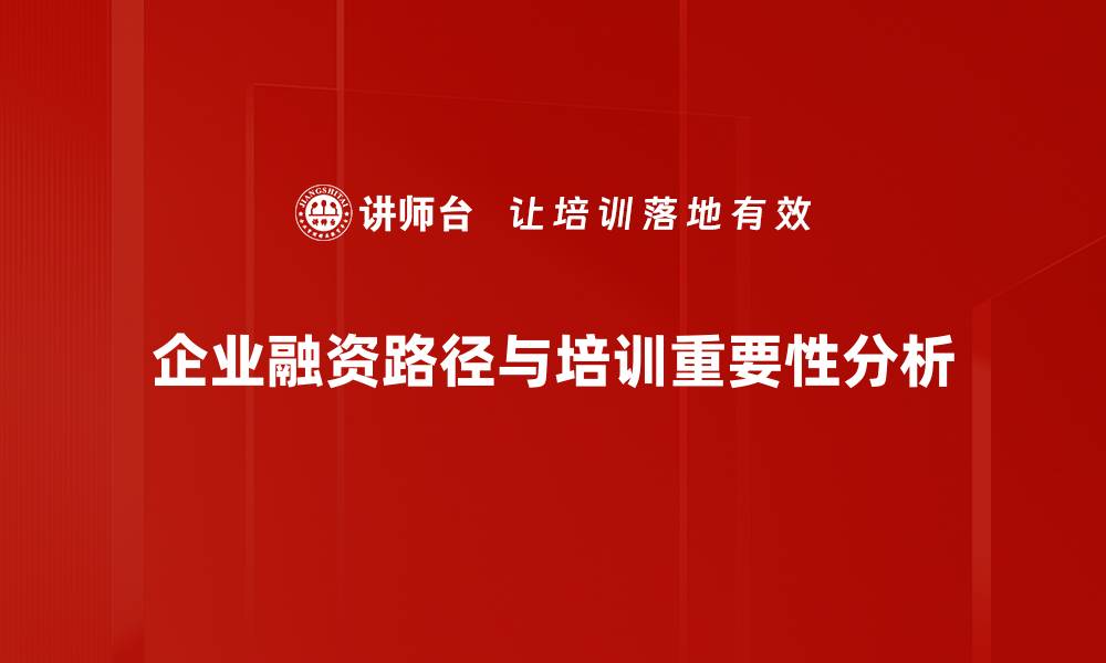 文章探讨多元融资路径助力企业快速发展的缩略图