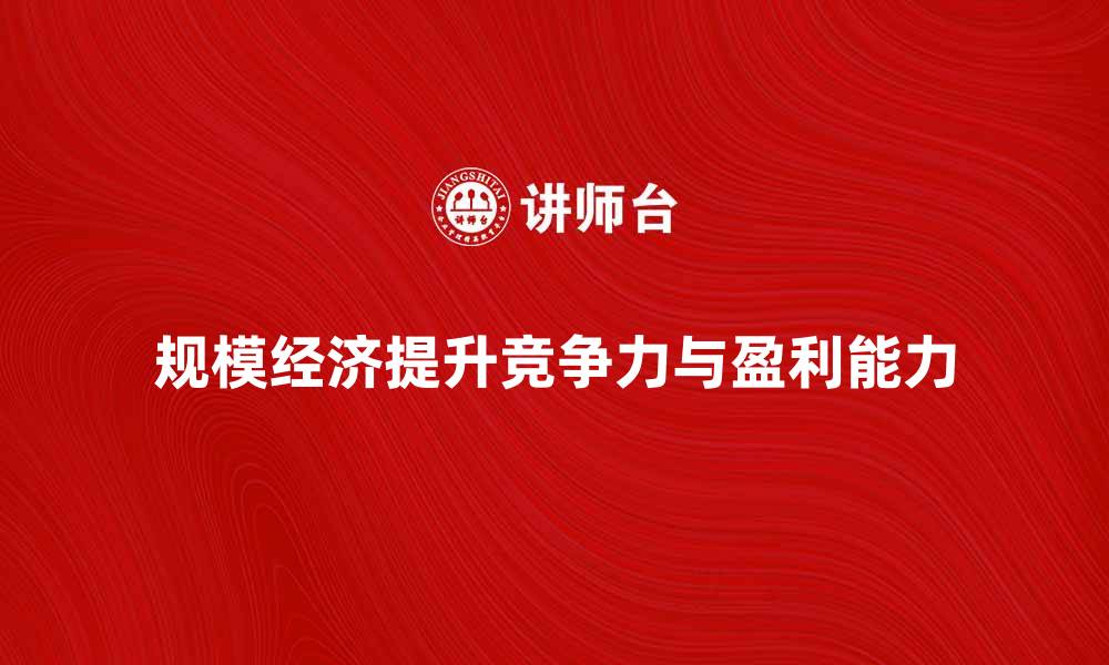 规模经济提升竞争力与盈利能力