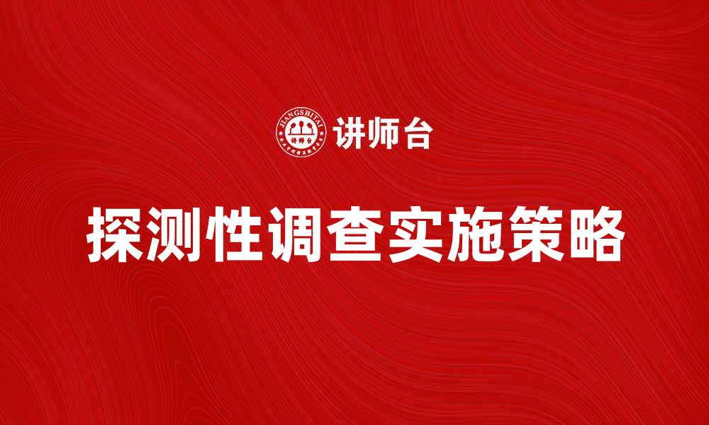 探测性调查实施策略