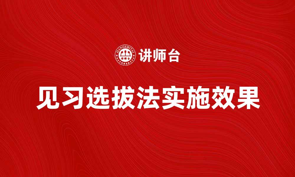 文章全面解析见习选拔法的实施与效果的缩略图