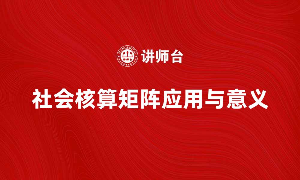 文章深入解析社会核算矩阵在经济分析中的应用与意义的缩略图