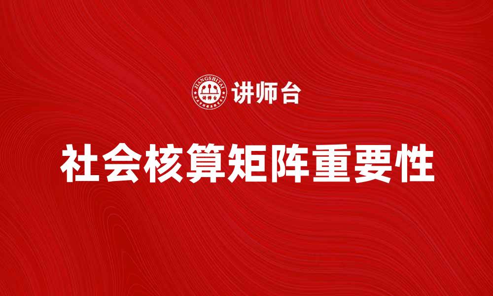 文章深入解析社会核算矩阵对经济发展的重要性的缩略图