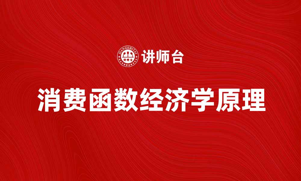 文章深入解析消费函数之谜背后的经济学原理的缩略图