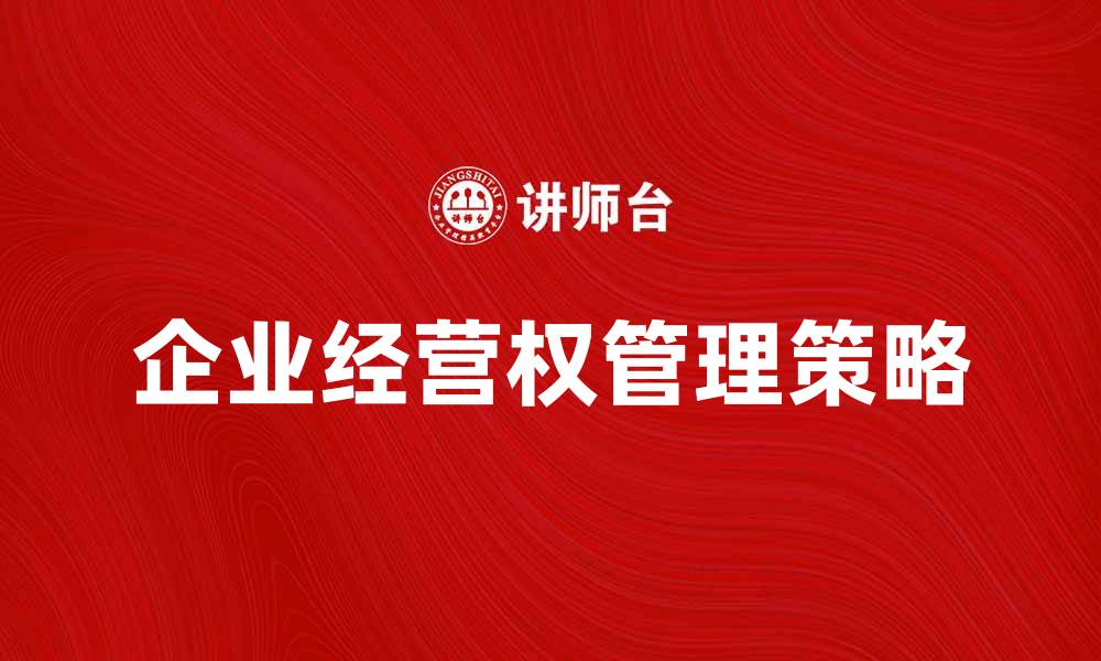 企业经营权管理策略