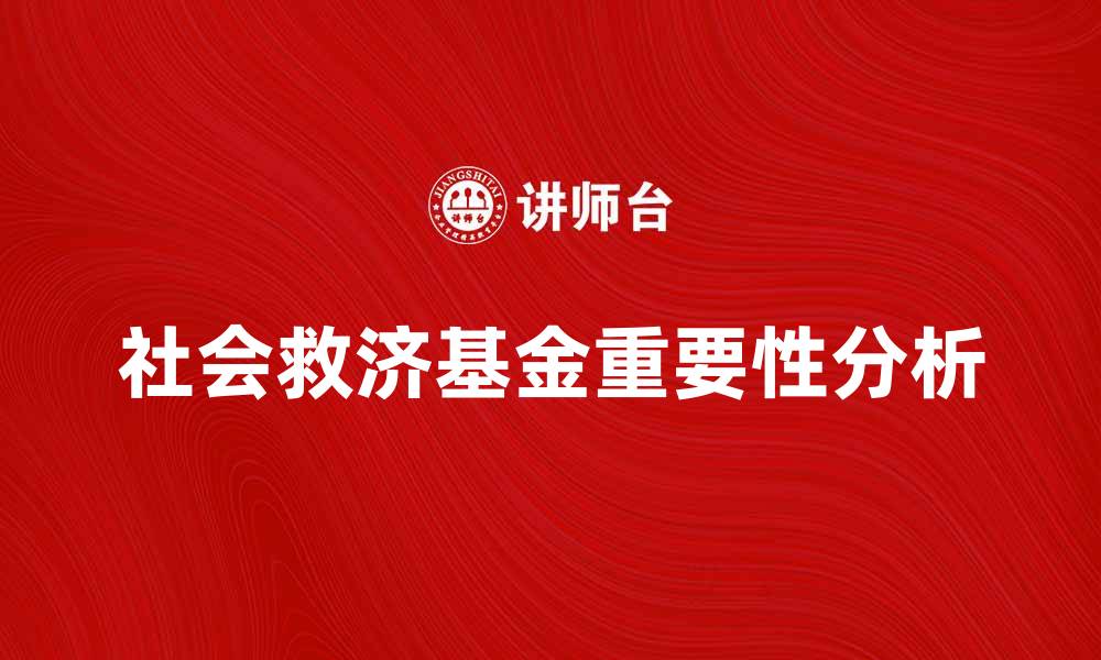 社会救济基金重要性分析