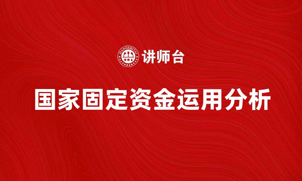 文章国家固定资金的重要性与运用分析的缩略图