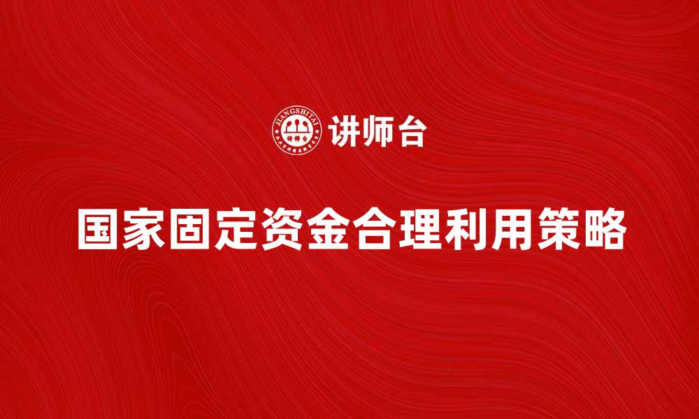 文章国家固定资金的重要性与合理利用策略的缩略图