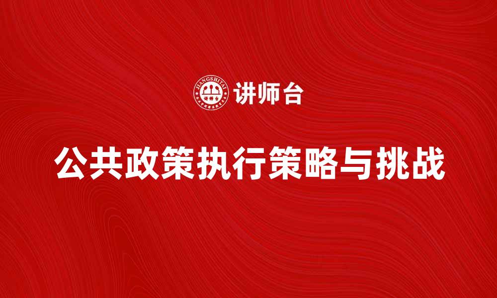 公共政策执行策略与挑战