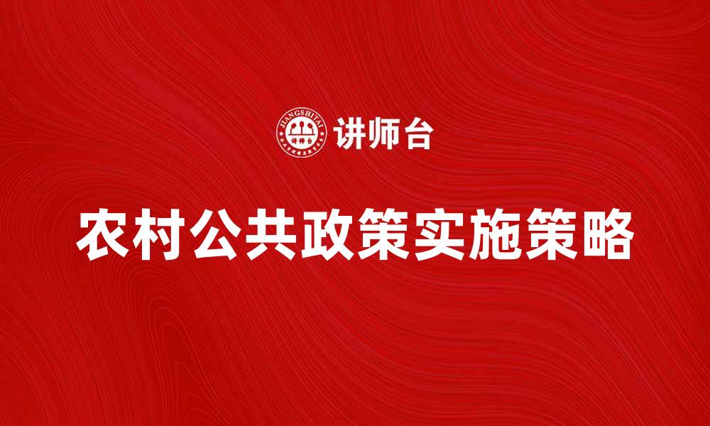 农村公共政策实施策略