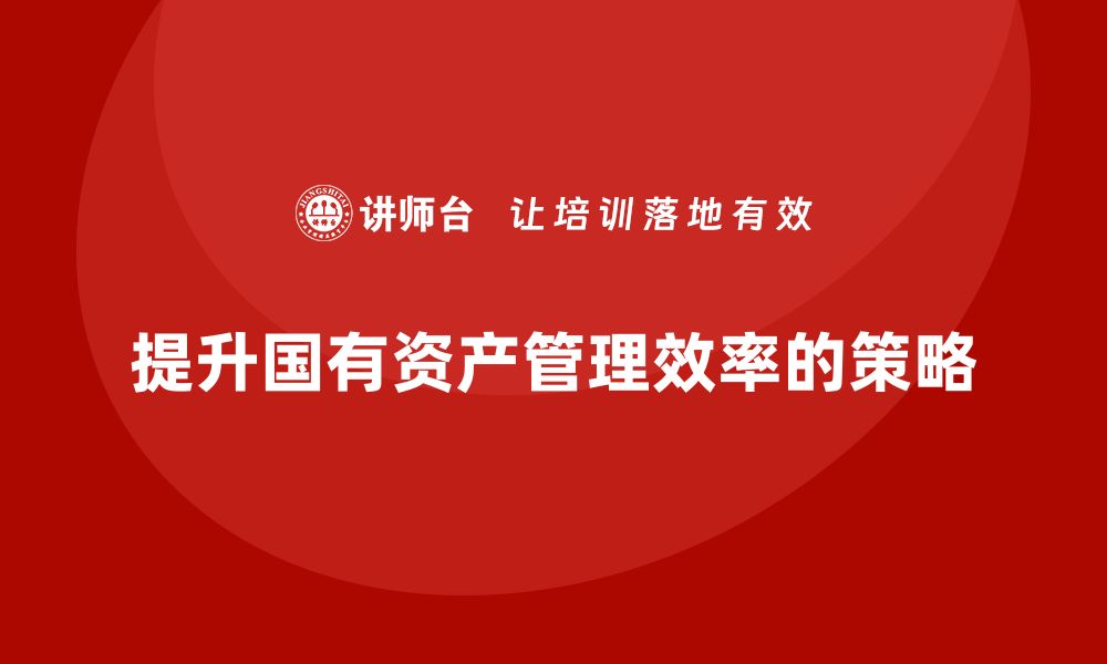 提升国有资产管理效率的策略