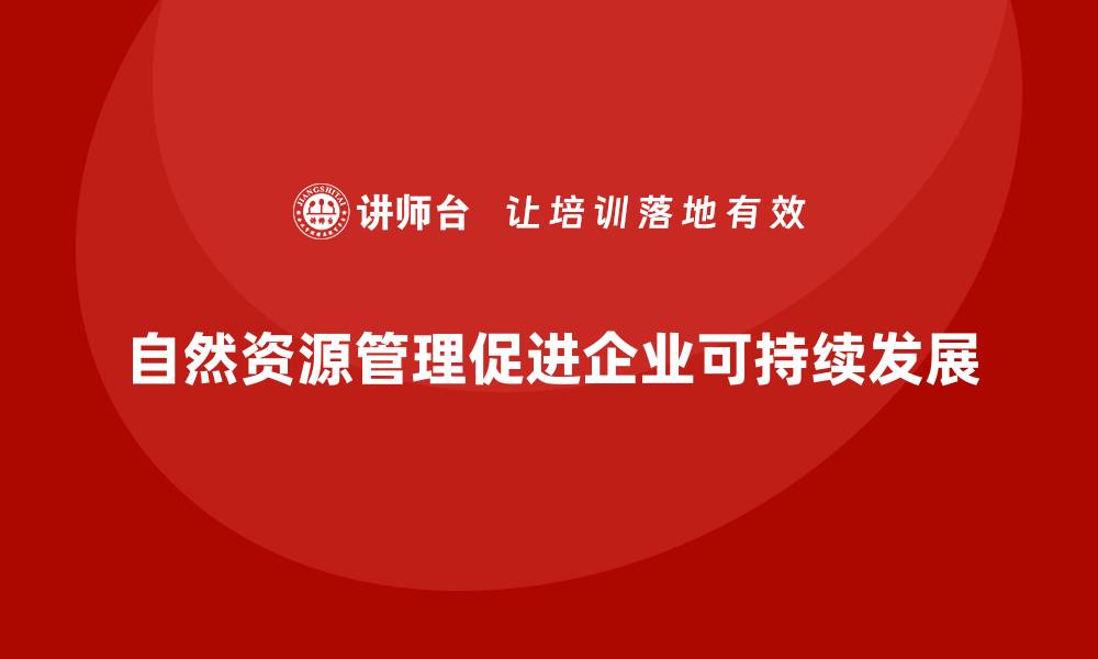 文章自然资源资产管理的重要性与实践策略解析的缩略图