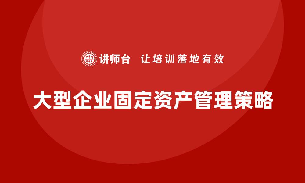 文章大型企业固定资产管理的最佳实践与策略的缩略图