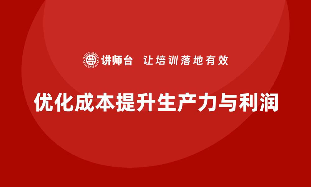 优化成本提升生产力与利润