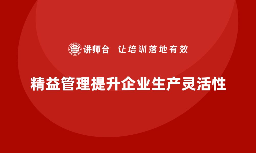 文章精益管理知识培训提升企业生产流程的灵活性的缩略图