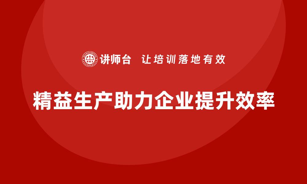 文章精益生产咨询推动企业实施高效管理系统与工具的缩略图