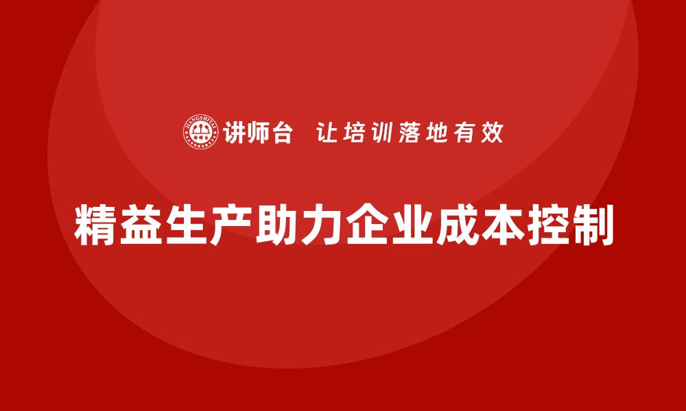 文章精益生产咨询优化资源配置与成本控制管理体系的缩略图