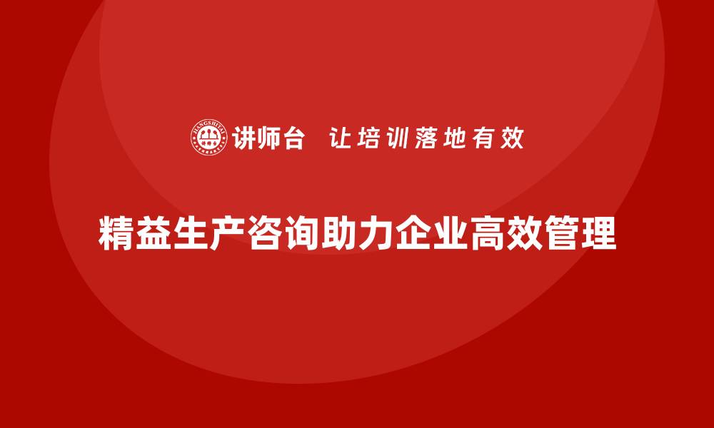 文章精益生产咨询推动企业资源管理与流程效率改进的缩略图