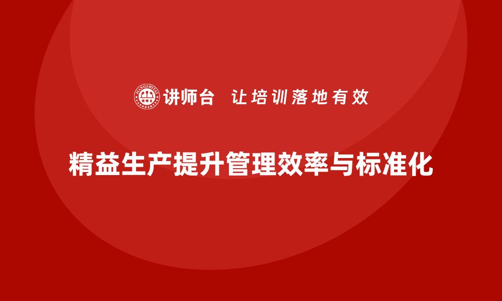 文章精益生产咨询推动管理流程标准化与执行效率提升的缩略图