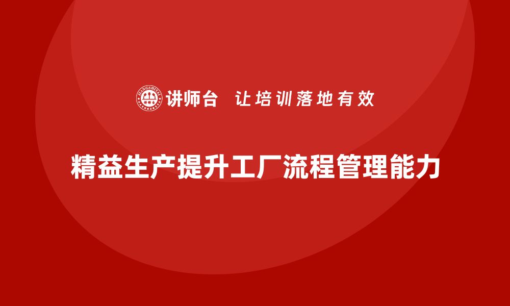 文章精益生产咨询推动工厂流程管理控制能力持续改进的缩略图