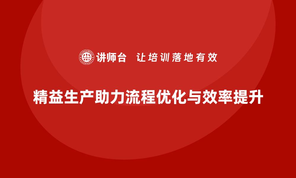 文章精益生产咨询助力管理流程控制与效率优化改进的缩略图