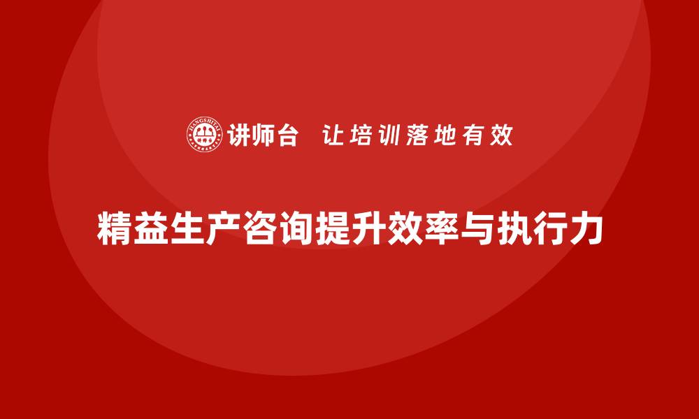 文章精益生产咨询推动流程管理控制效率与执行力改进的缩略图