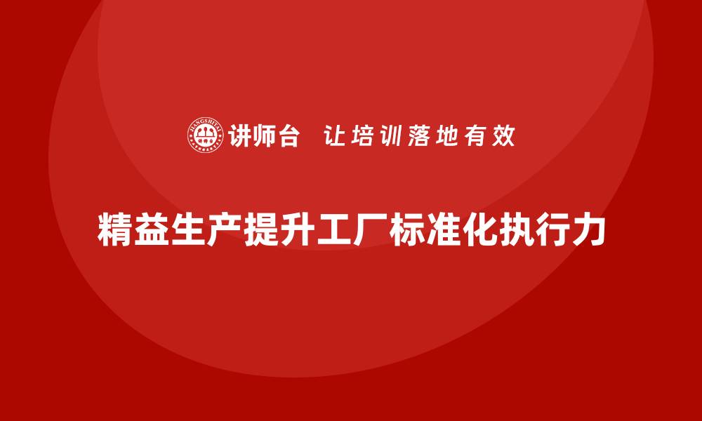 文章精益生产咨询提升工厂生产流程标准化与执行力的缩略图