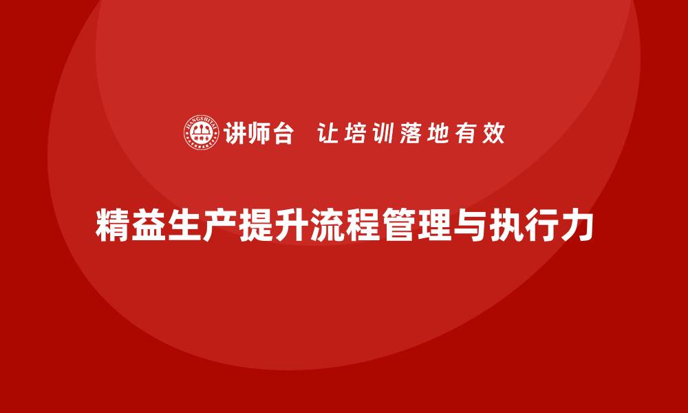 文章精益生产咨询推动企业流程管理与执行力提升的缩略图