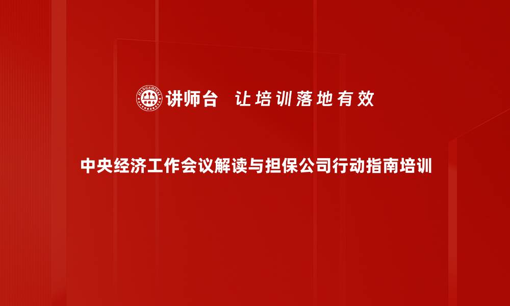 中央经济工作会议解读与担保公司行动指南培训