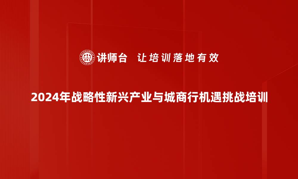 2024年战略性新兴产业与城商行机遇挑战培训